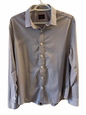 UNTUCKit Men's Check Pattern Button Up Size Medium Regular Fit Nylon Blend
